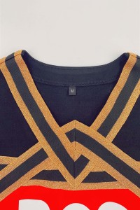 Design Fashion Ladies Cheerleading Costumes Custom Foil Stamping Fashion V Neck Cheerleading Competition Costumes Cheerleading Supplier CH215 back view